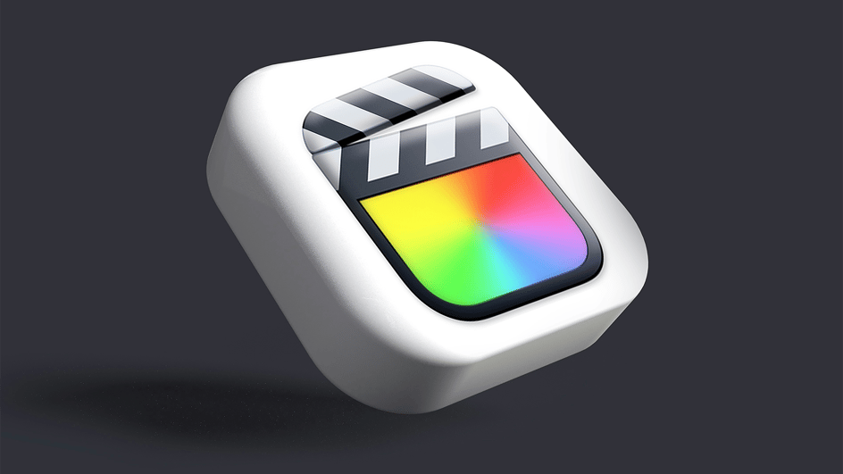  A 3D Final Cut Pro logo sits on a grey background, as creators learn how to add audio to Final Cut Pro.
