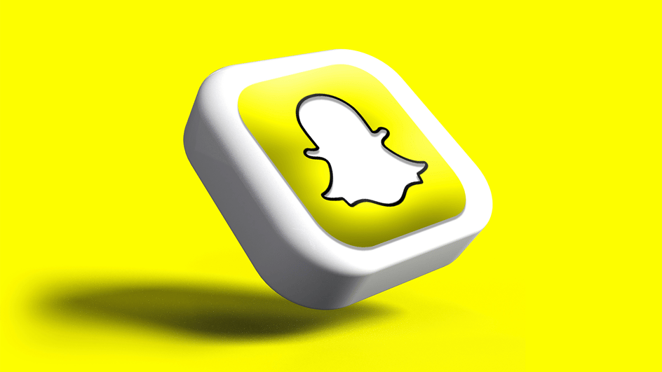  A 3D Snapchat logo displays on a yellow background, while content creators wonder, ‘How do you add music to snapchat?’