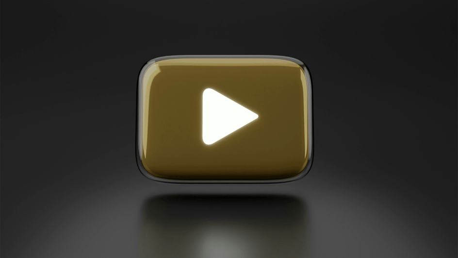  A gold YouTube logo appears to float over a dark grey background, as it loads information on how to get YouTube to recommend your videos.