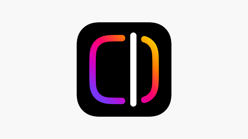  The logo for the new Instagram Edits app shows a modified instagram logo with a white line cutting through it.