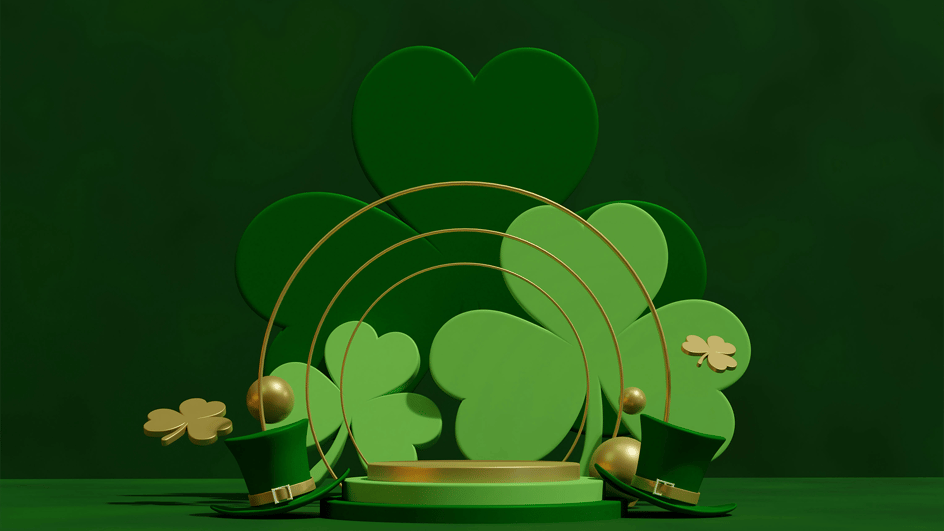 A decorative set of green clovers and leprechaun hats will be accompanied by the best royalty free St. Patty’s day music for a celebration.