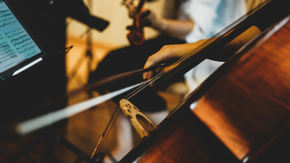  Close up of a cello playing royalty free classical music for videos.