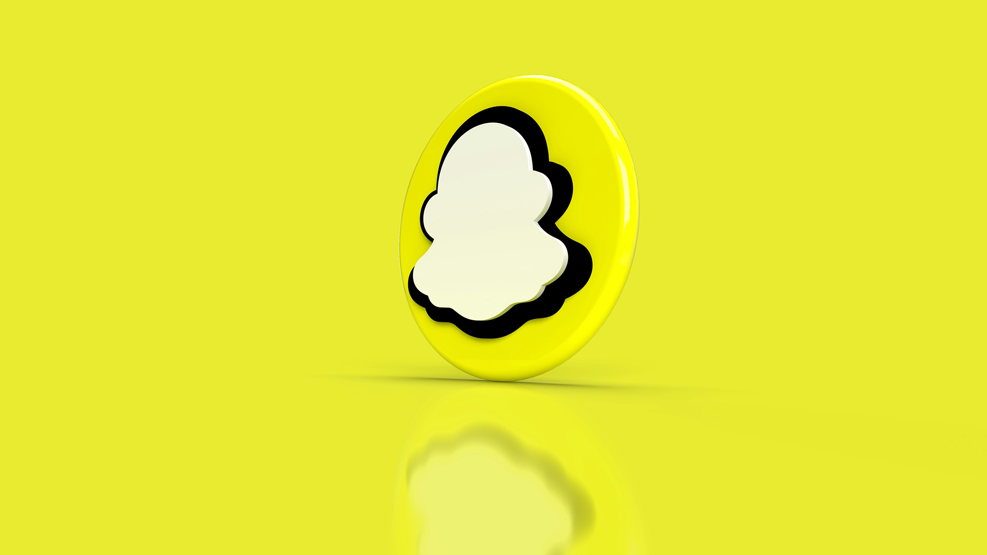 A 3D Snapchat logo is shown on a yellow background, as users learn how to use copyrighted music on Snapchat
